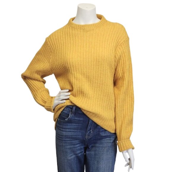 Vtg 60s/70s GRUBB STUFF Robert Bruce Mustard Yellow Wool Rib Sweater Womens L/14 - Picture 1 of 8